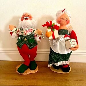 2 PCs Large Vintage 1992 Annalee Doll 19”‎ Mr & Mrs Claus Set Christmas Holiday